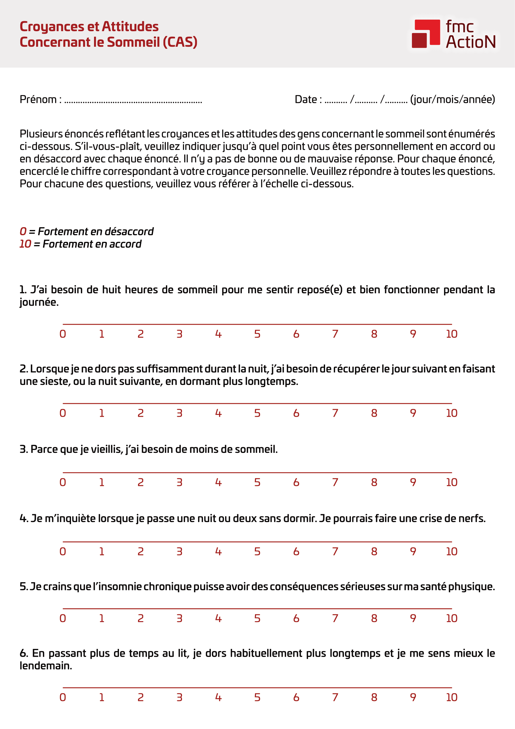 Croyances et attitudes concernant le sommeil (cas) téléchargeable