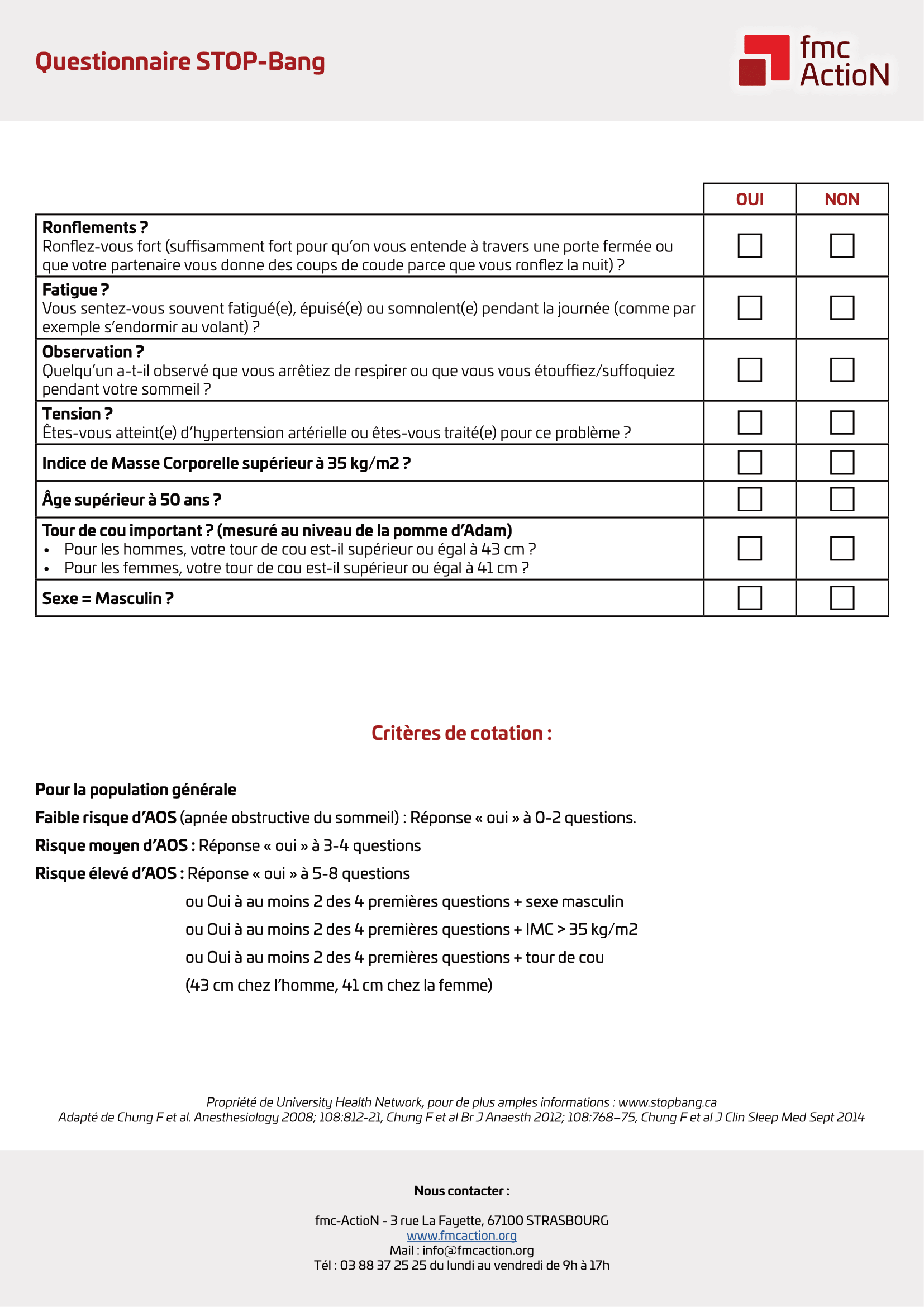 Questionnaire STOP-Bang téléchargeable